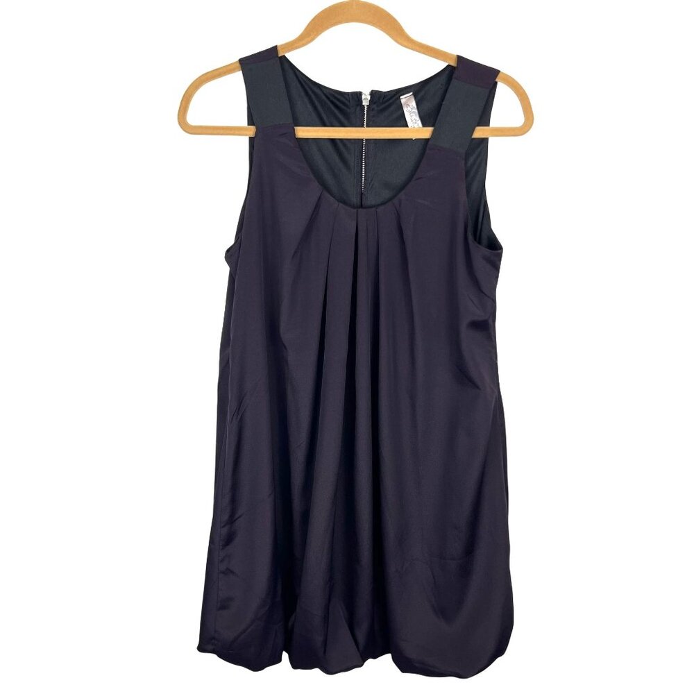 Ophilia For FC Womens Med Sleeveless Dark Purple Short Ballon Silk Like  Dress